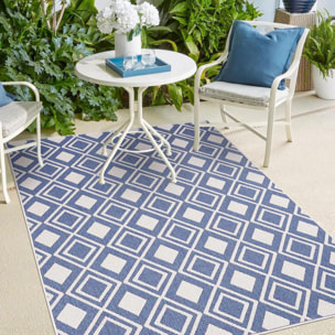 Tapis d'extérieur Reversible Kuci bleu et blanc