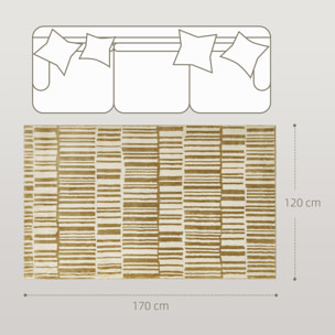 Alfombra Salón 170x120 cm Alfombra Lavable en Lavadora Pelo Corto Elementos a Rayas Tapete para Sala de Estar Dormitorio Comedor Crema