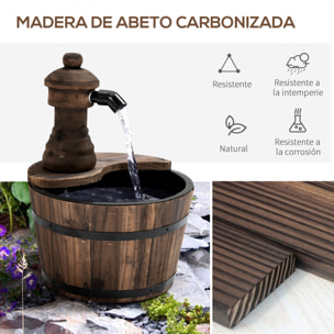 Fuente de Agua de Madera Fuente de Jardín en Cascada con Bomba Eléctrica y Salida de Agua Ajustable para Decoración Patio Terraza 27x27x37 cm Natural