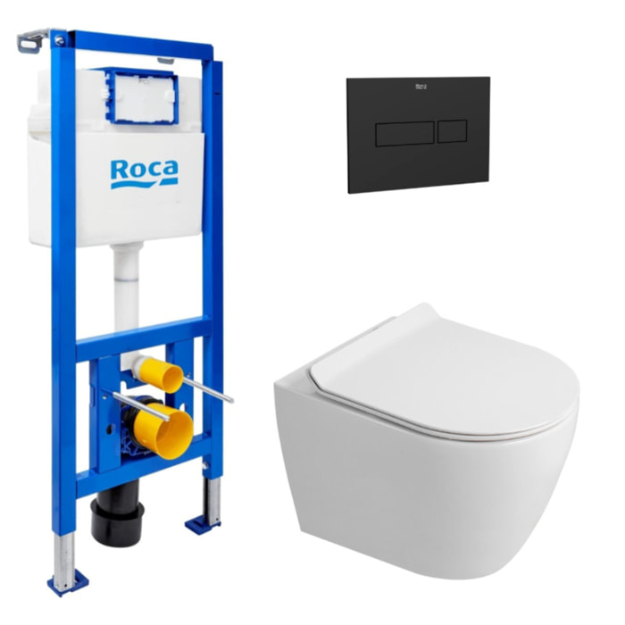 Pack WC bâti-support + WC suspendu sans bride Ceramia PixL avec abattant SoftClose + plaque (ROCEPXWT06-FR)
