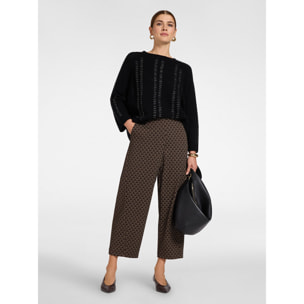 Elena Mirò - Pantaloni cropped in flanella jacquard - Marrone