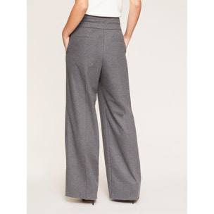 Motivi - Pantalones modelo palazzo con pinzas de franela - Gris