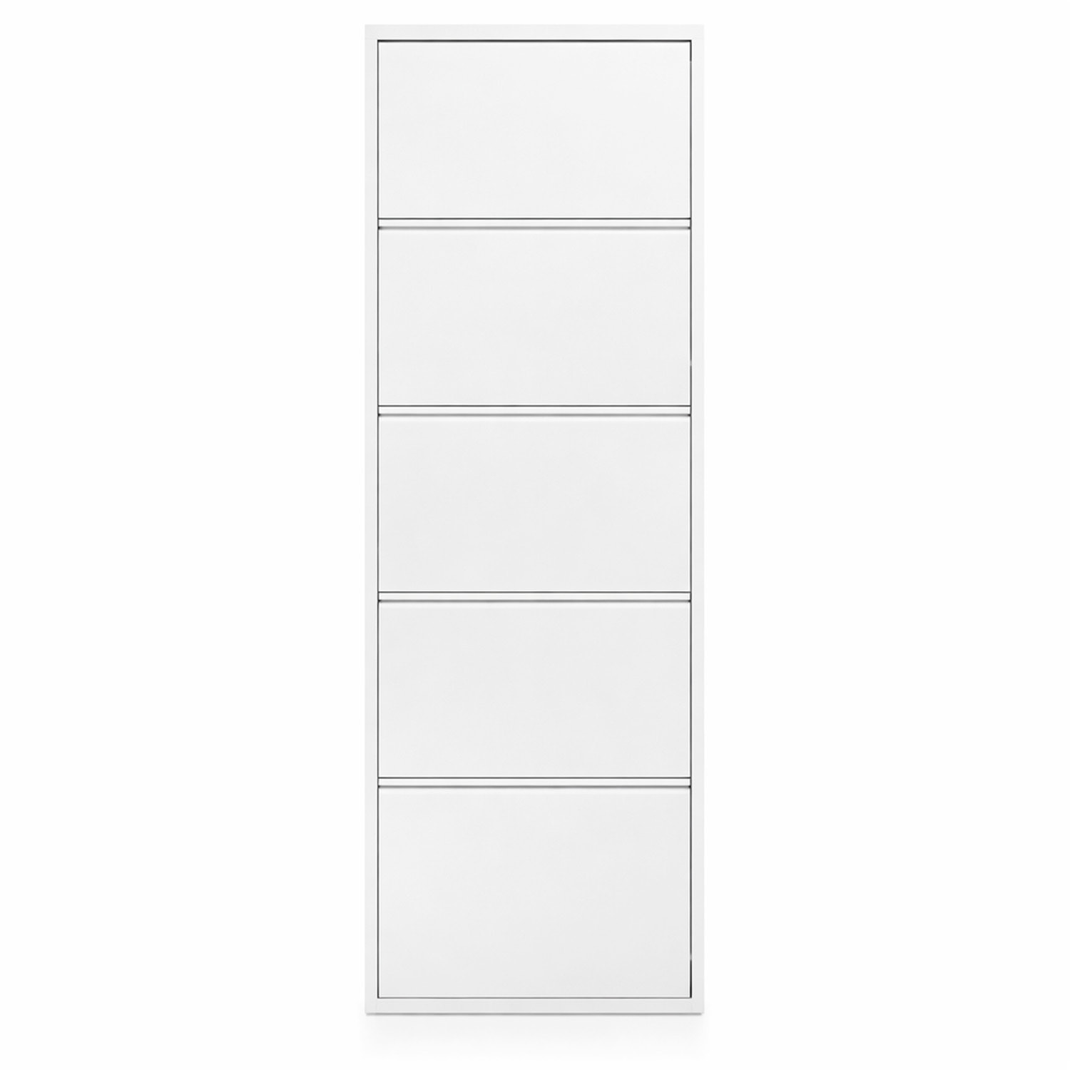 Scarpiera Slim In Metallo 5 Ante A Ribalta Ultra Sottile Salvaspazio Mobile Portascarpe Moderno Ingresso Camera Corridoio 172 x 50 x 15 Cm Bianco