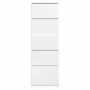 Scarpiera Slim In Metallo 5 Ante A Ribalta Ultra Sottile Salvaspazio Mobile Portascarpe Moderno Ingresso Camera Corridoio 172 x 50 x 15 Cm Bianco