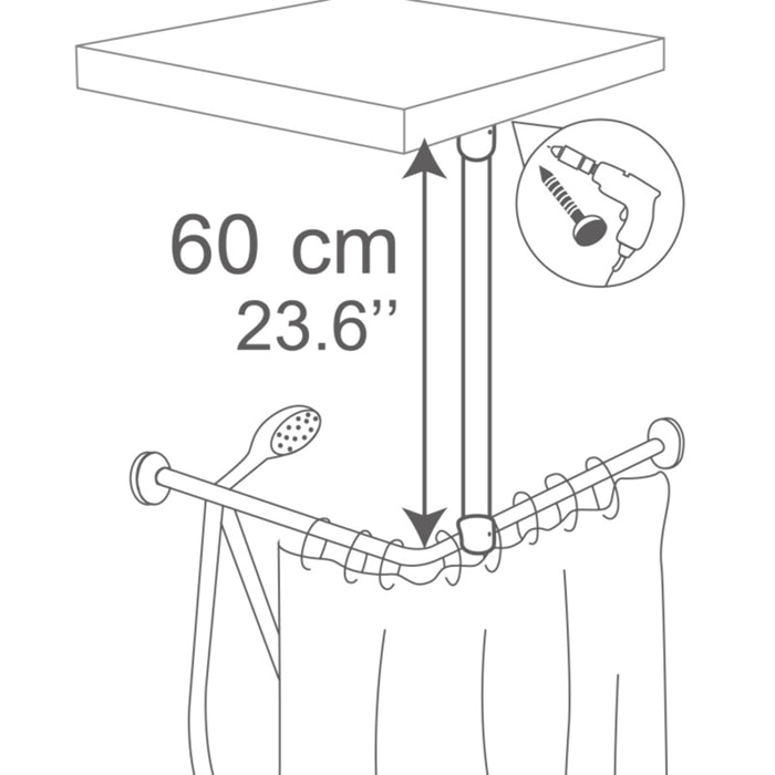 Suspente pour Barre de douche d'angle Alu 60cm Chromé MSV