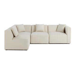 Nova - canapé modulable d'angle gauche - 5 places - en velours - Beige