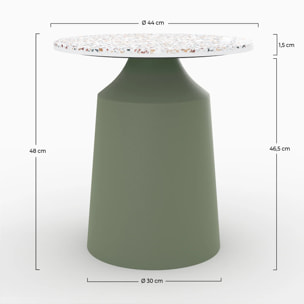 Table d'appoint ronde en terrazzo et métal vert kaki D44 cm - Daphné