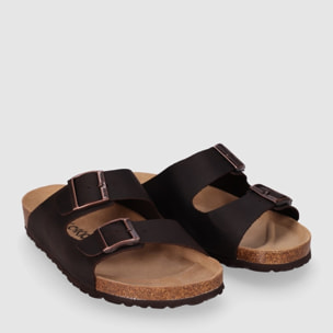 Sandalias de Piel - Marron - Tacón: Bajo