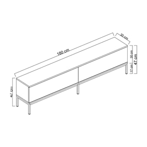 Mobile porta TV Dpetrell, Credenza da soggiorno, Armadio basso per TV, Base parete attrezzata, 180x30h47 cm, Antracite e Oro