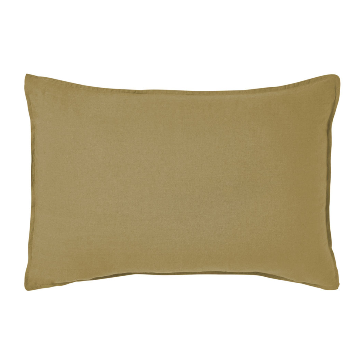 Taie d'oreiller unie en lin lavé, Made in France, NOUVELLE VAGUE , Jaune Sienne