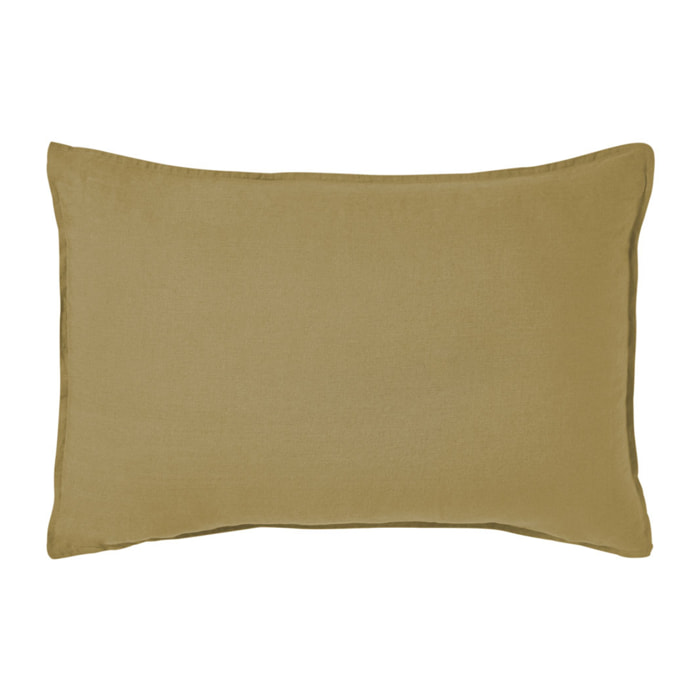 Taie d'oreiller unie en lin lavé, Made in France, NOUVELLE VAGUE , Jaune Sienne