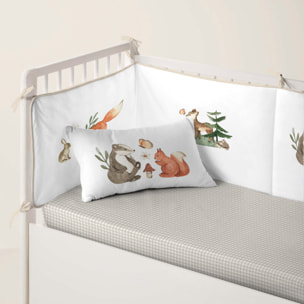 Protector de cuna - 100% Algodón - Con Cintas - Woodland