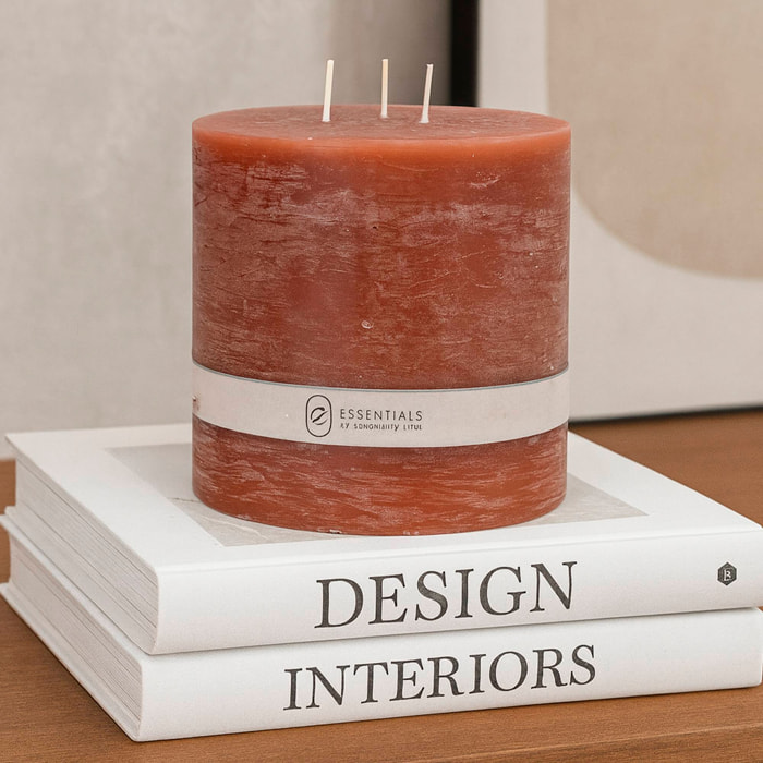 Vela Pilar Marrón Ø14x14cm con 75h de combustión