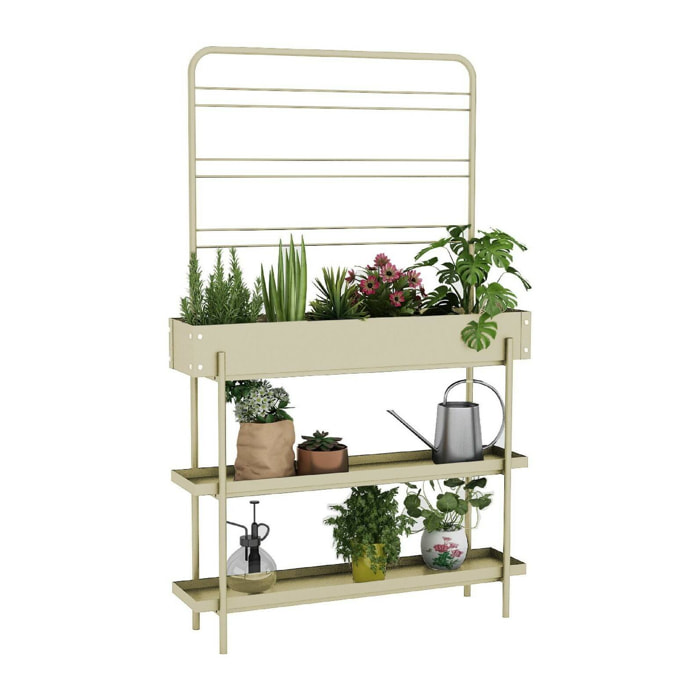 Fioriera Paganella, Complemento d'arredo, Articolo decorativo, Accessorio d'arredo, 96x24 h155 cm, Panna