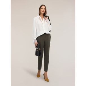 Motivi - Camicia in crêpe de chine con inserti in pizzo - Bianco