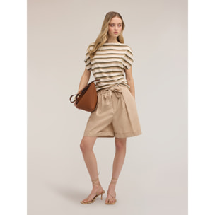 Motivi - Bermuda in popeline con fusciacca - Beige