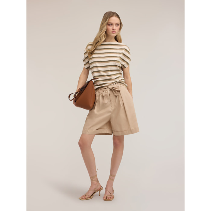 Motivi - Bermuda in popeline con fusciacca - Beige