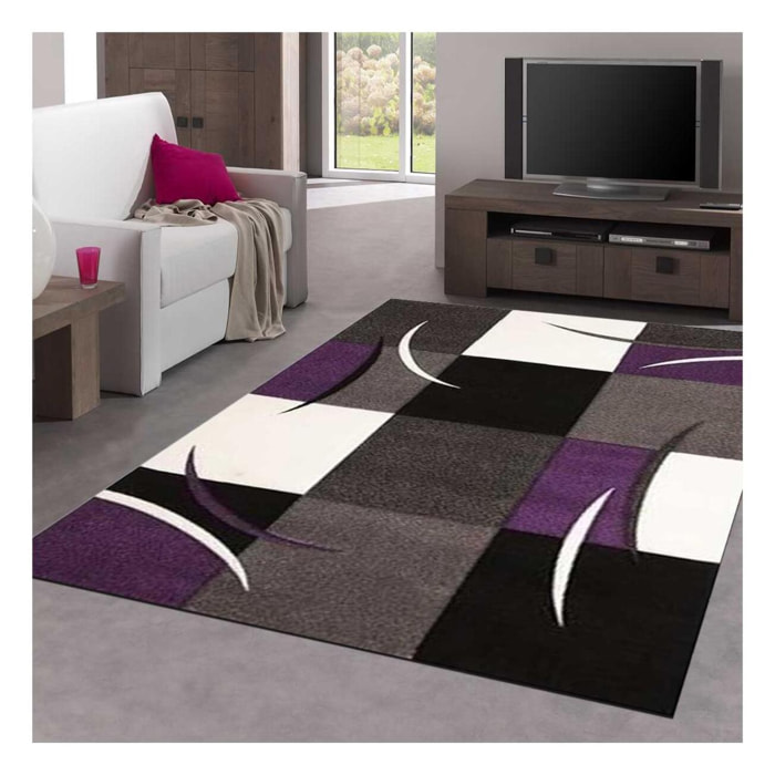 Tapis salon et chambre tissé motif damier TIHO