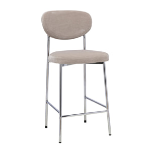 Tabourets de bar fixes en tissu effet velours taupe H65 cm (lot de 2) BREKA
