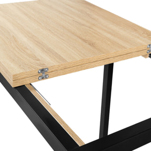 Table à manger dépliante Memphis bois et noir 80-160cm