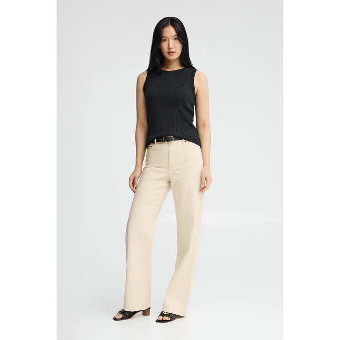 Canotta nera a coste con logo Polo Club