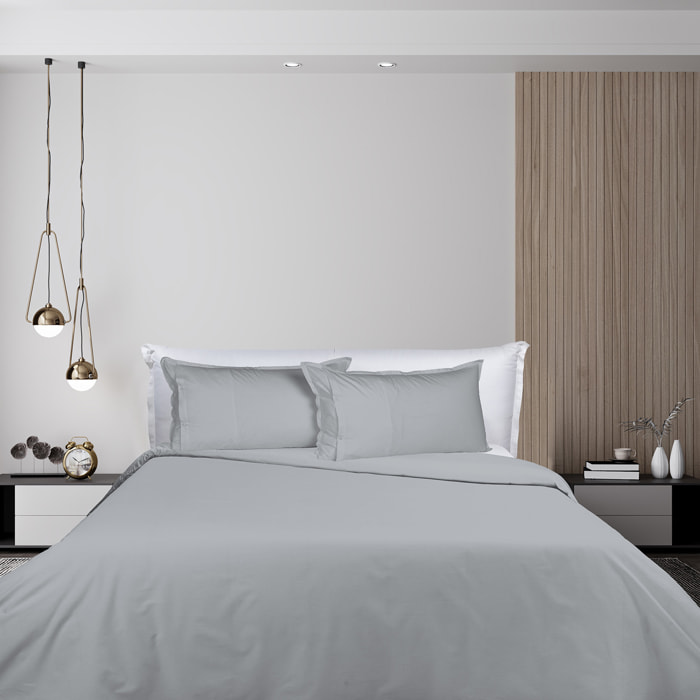 UNO CASA DESIGN Sacco Copripiumino in Puro Cotone Garment Washed_No-Stiro_matrimoniale_grigio-chiaro