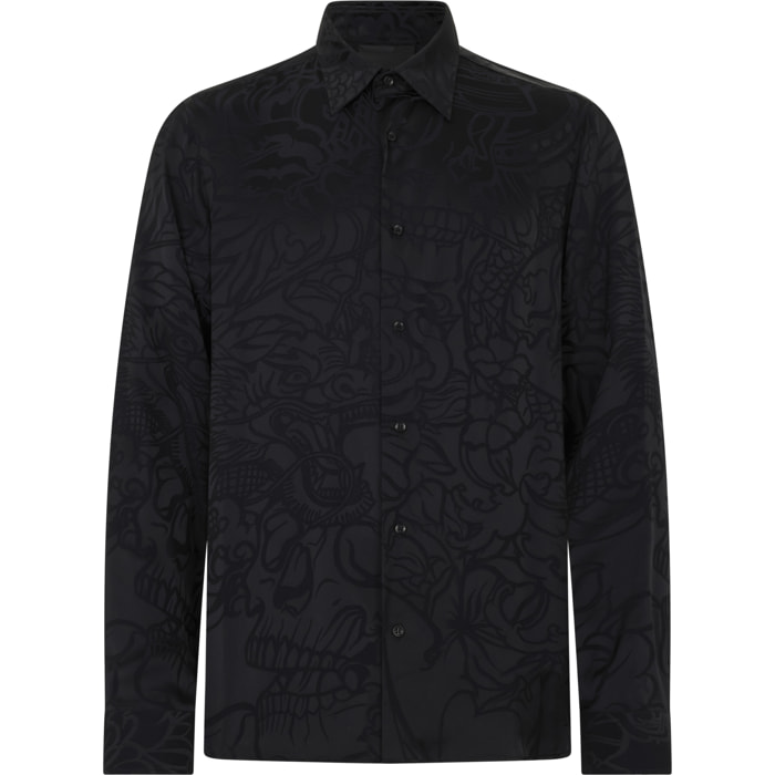 PHILIPP PLEIN Loose Fit Silk Shirt Dragon Skull