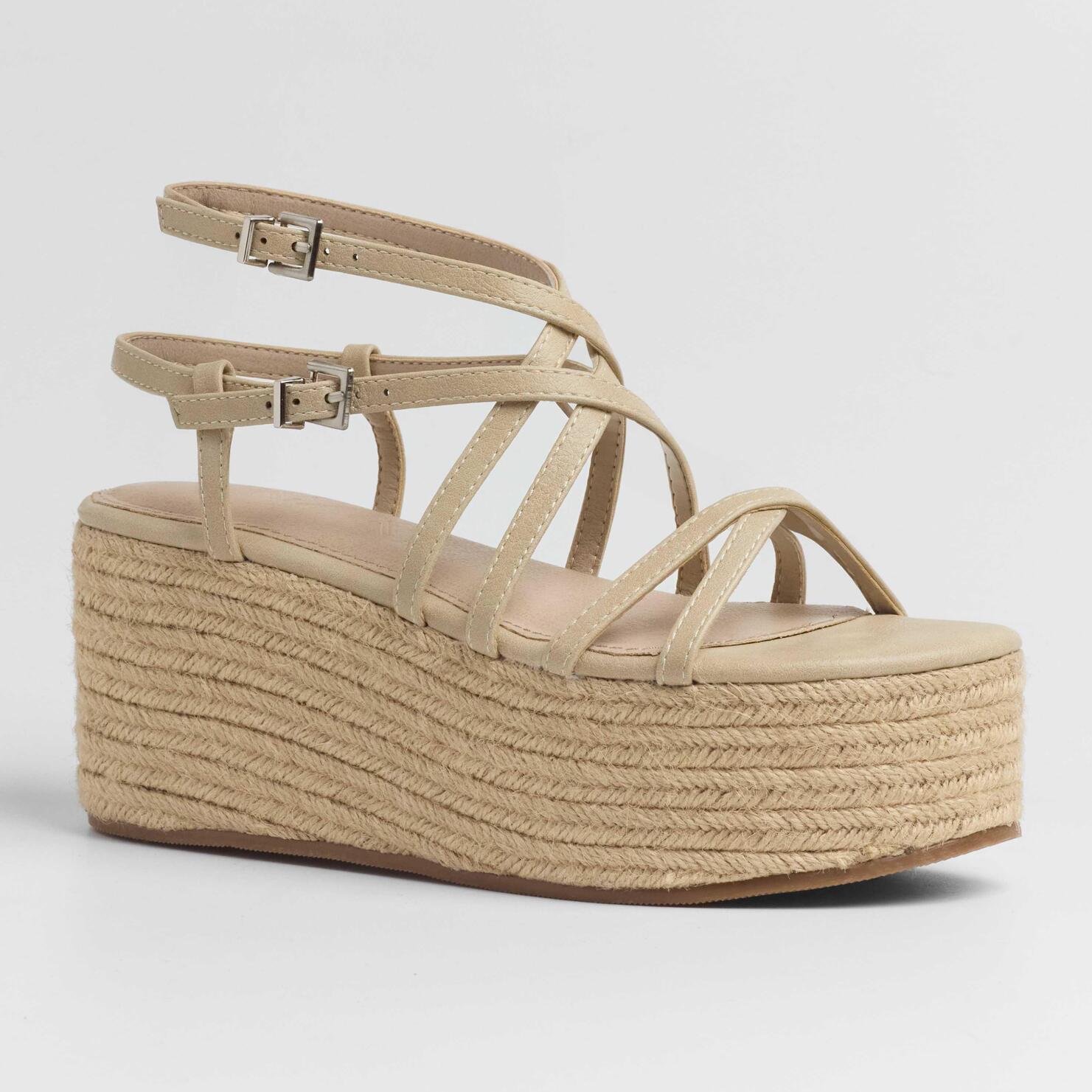 Sandalias de plataforma Zahara Beige 7 cm