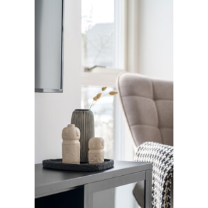 Statuetta decorativa in cemento beige con motivo tribale 6,5x15 cm