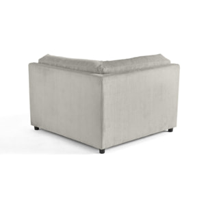 Garance - module d'assise d'angle réversible - en velours côtelé - Gris clair