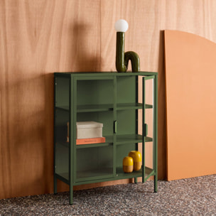 Armoire vitrine acier et verre trempé 2 portes 80cm ARKANSAS