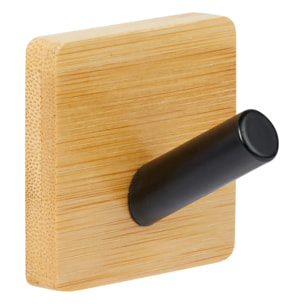 2 patères adhésives "Stiky" en métal et bamboo