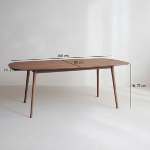 Ensemble table rectangulaire effet bois et 6 chaises écru