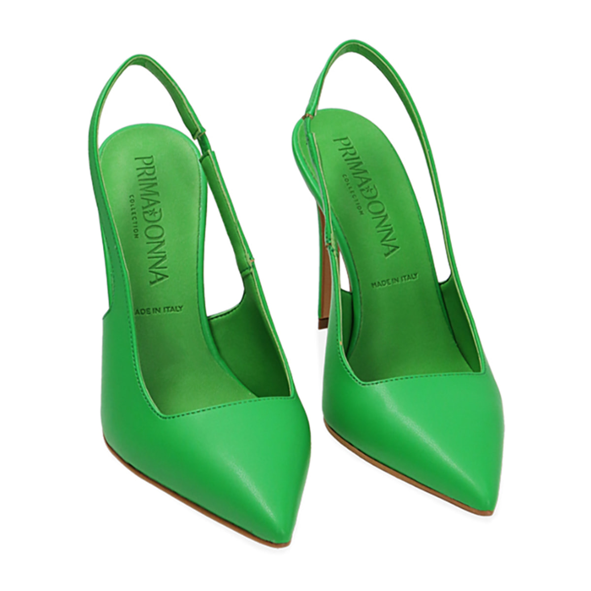 Décolleté slingback verdi, tacco 11 cm
