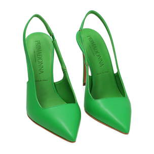 Décolleté slingback verdi, tacco 11 cm