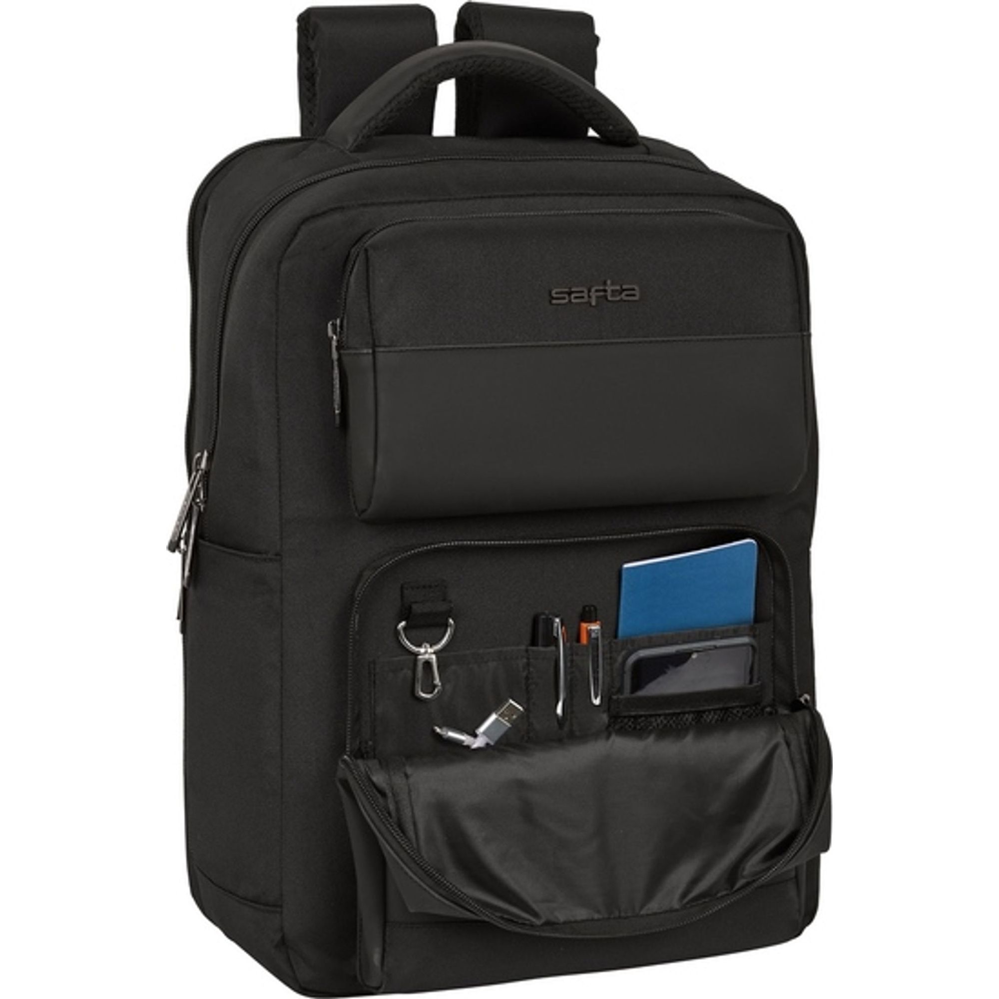 Mochila 2 bolsillos portatil 15,6+usb safta business "black"