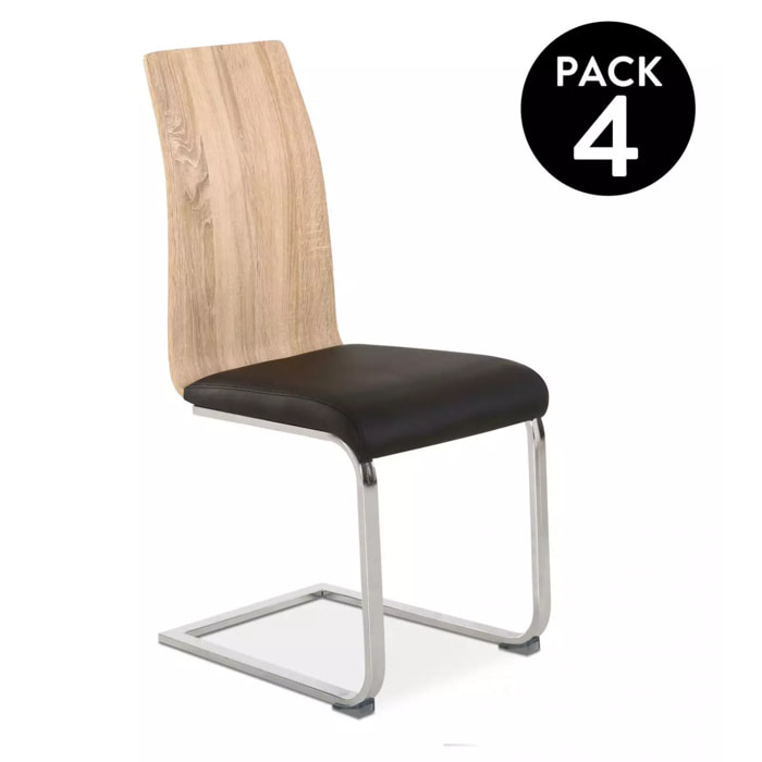 Pack 4 sillas de comedor Sensei Madera - Negro Sensei