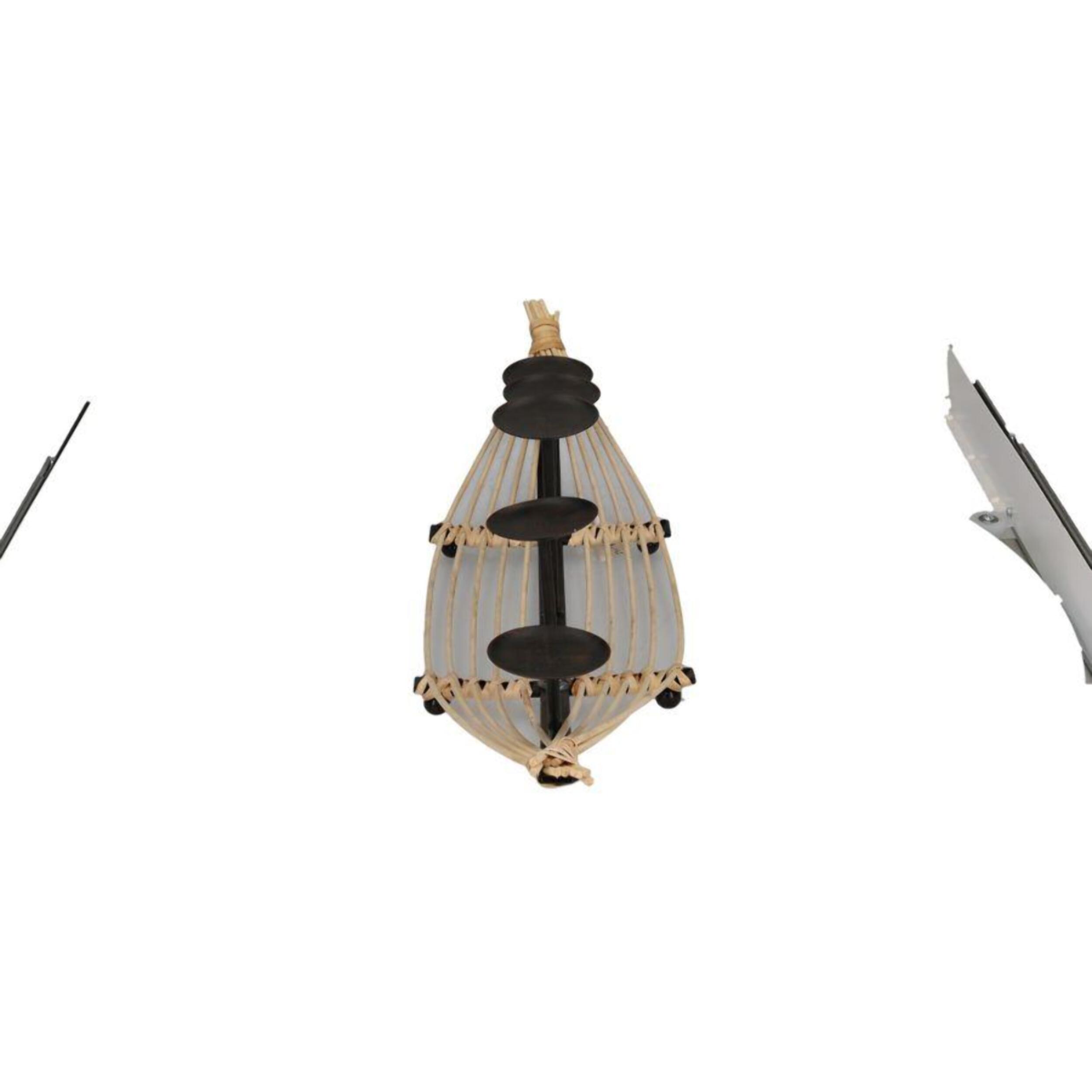 Portacandele in metallo e legno a forma di gondola da 5 posti cm72,5x19h17