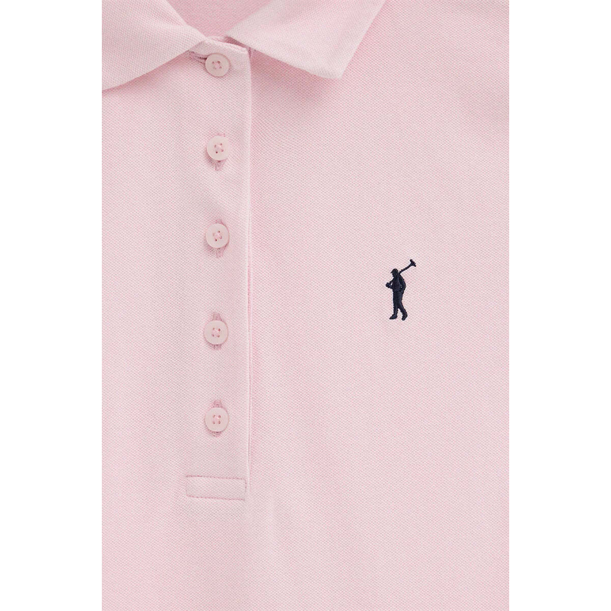Vestito corto rosa con maniche corte, colletto a polo e logo Rigby go