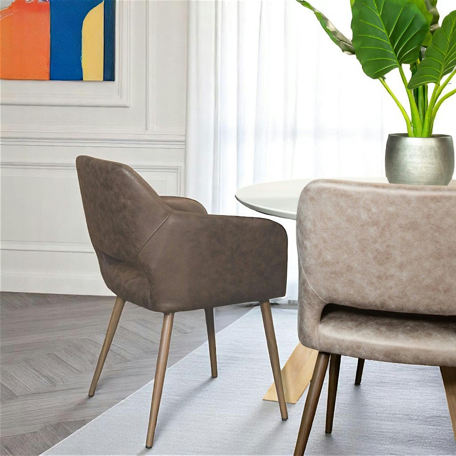 Fauteuil de table marron chocolat (lot de 2)