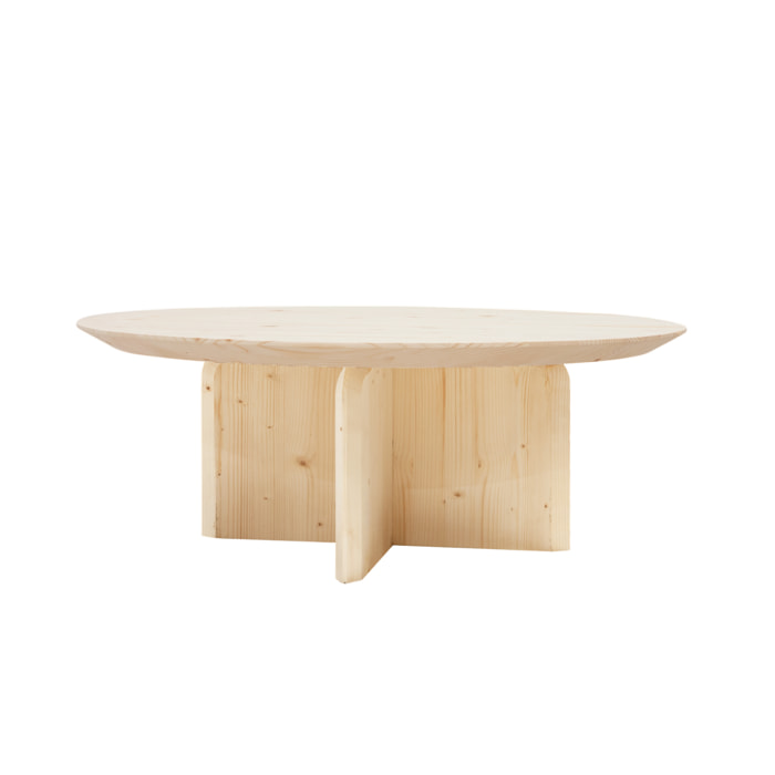 Table basse ronde en bois massif ton naturel en différentes tailles