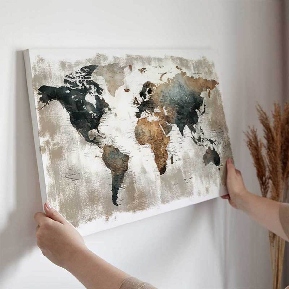 Tableau carte du monde texturée Toile imprimée