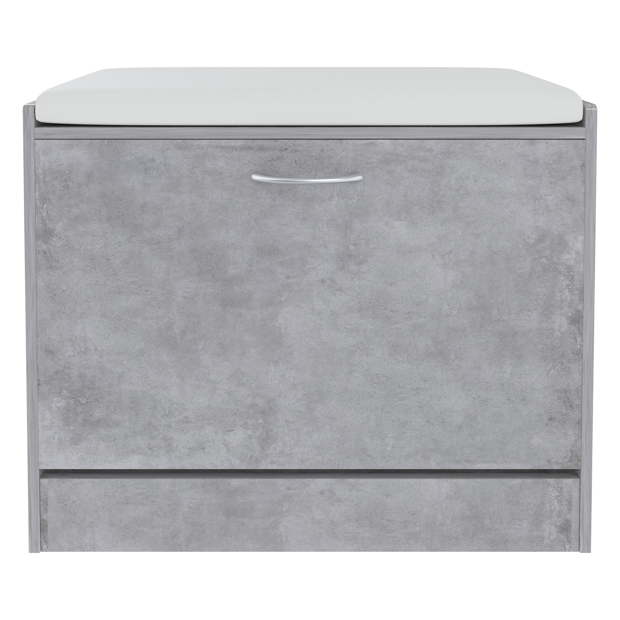 Panca Scarpiera Da Ingresso Salvaspazio Cuscino Anta Ribalta Seduta Imbottita In Ecopelle Soggiorno Casa Camera Ufficio 60 x 30 x 48 Cm Grigio Cemento