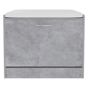 Panca Scarpiera Da Ingresso Salvaspazio Cuscino Anta Ribalta Seduta Imbottita In Ecopelle Soggiorno Casa Camera Ufficio 60 x 30 x 48 Cm Grigio Cemento
