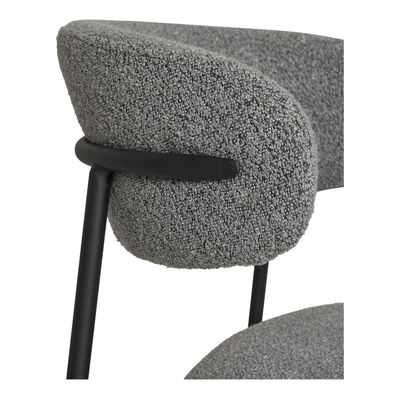 Set 2 sedie da pranzo Mira in Bouclé Grigio Chiaro con Gambe Nere