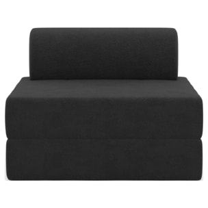 Edna - fauteuil convertible déplimousse en tissu bouclette - Noir