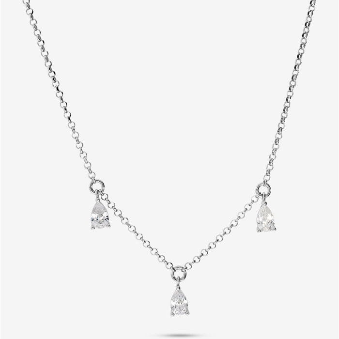 Collana in Argento 925 con Ciondoli a Goccia in Cubic Zirconia