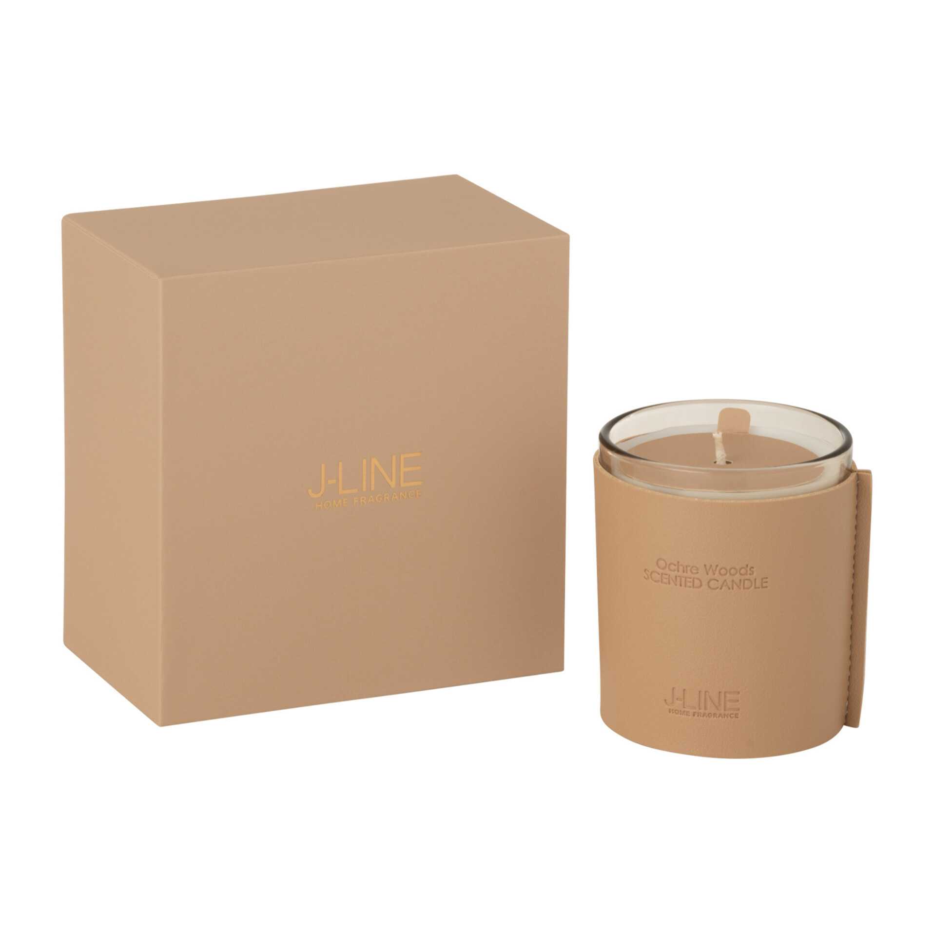 J-Line bougie parfumée Cuir - Ochre Woods - verre - brun - 40H