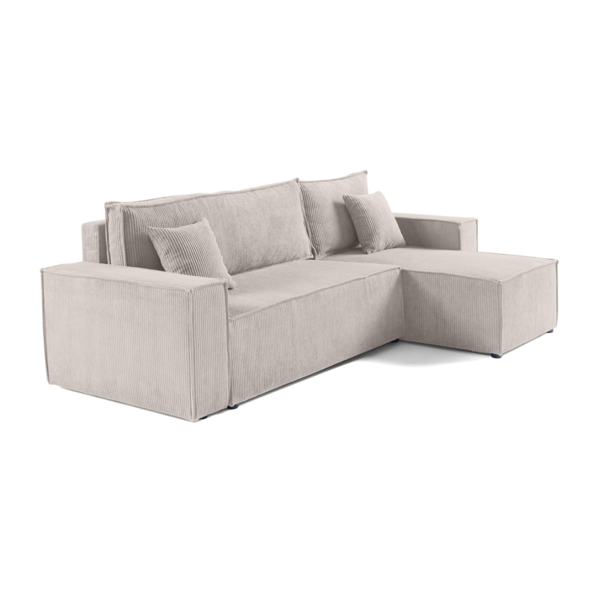 Cezanne - canapé d'angle réversible - 4 places - convertible avec coffre - en velours côtelé - Beige