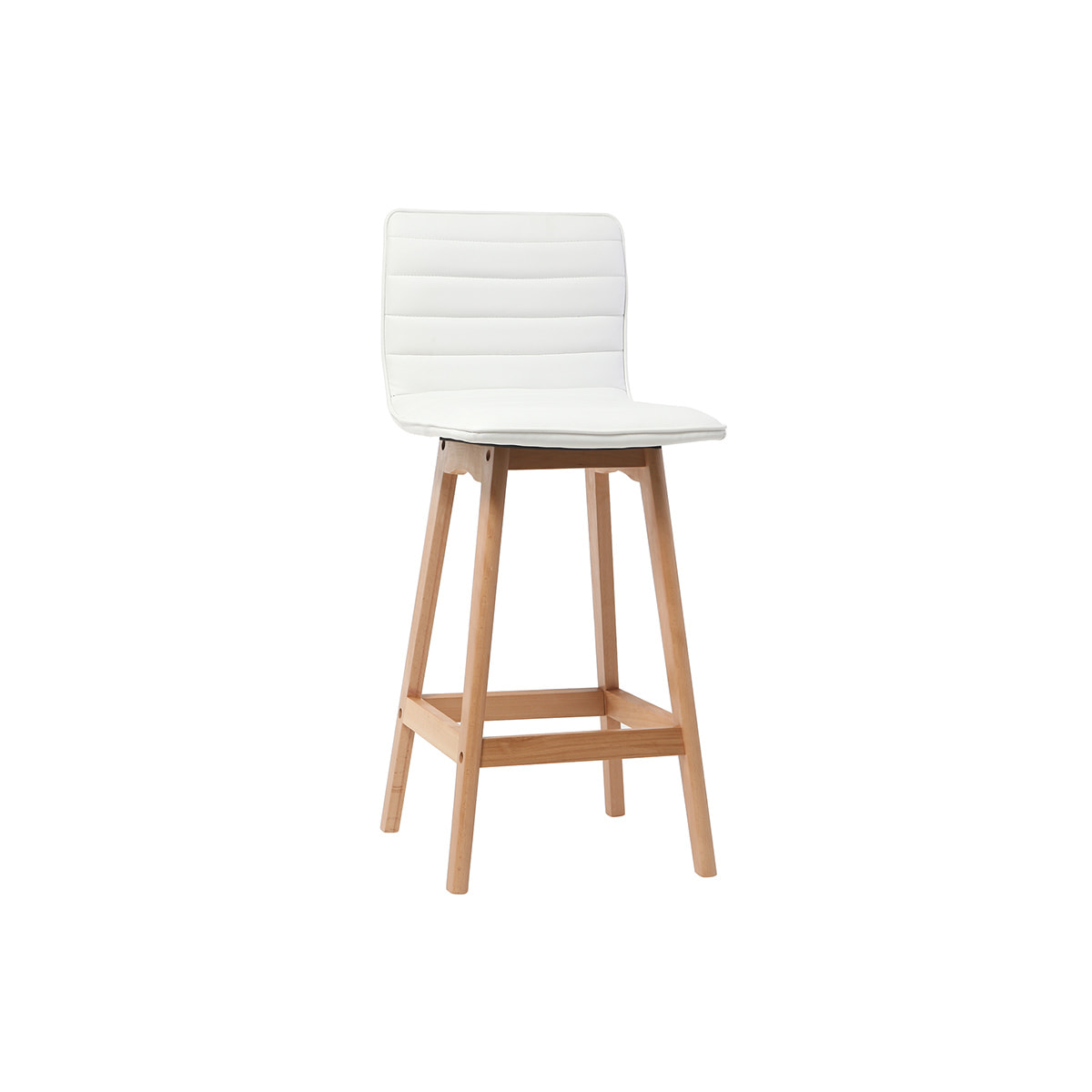 Tabouret de bar design bois et blanc 65 cm (lot de 2) EMMA